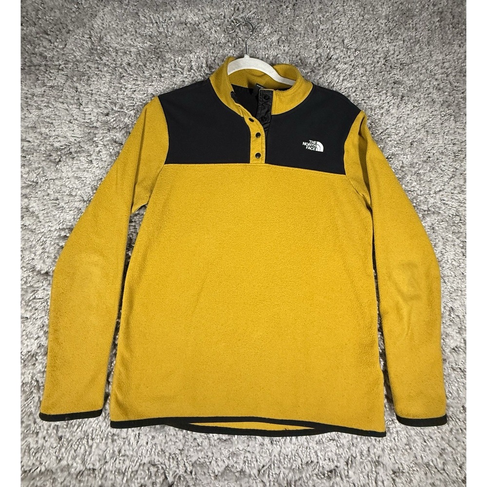 The North Face Women's Small Yellow/Black‎ TKA Glacier Snap Neck Pullover Fleece